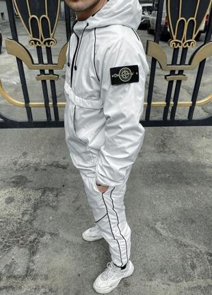 Мужской белый спортивный костюм  анорак+штаны2 фото
