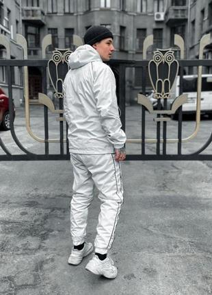 Мужской белый спортивный костюм  анорак+штаны3 фото