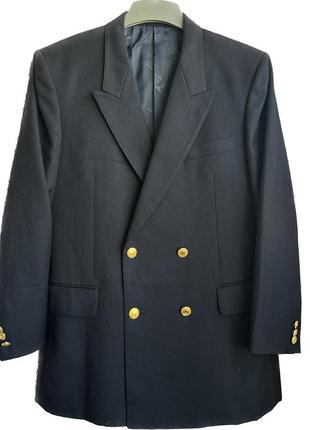 Двубортный шерстяной пиджак темно-синий verona ghiberti