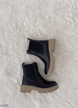 Кожаные зимние ботинки челси из натуральной кожи6 фото