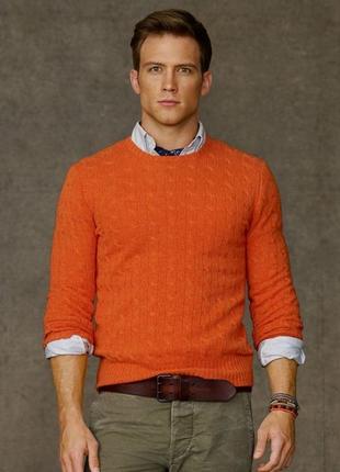 Мужской пуловер терракотового цвета