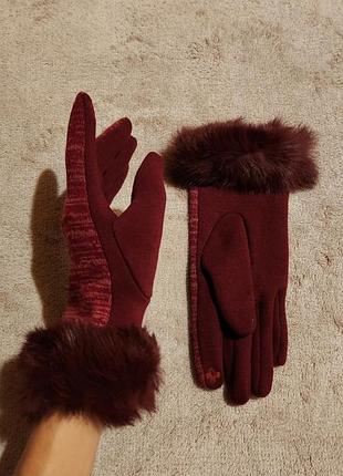 Варежки женские с мехом