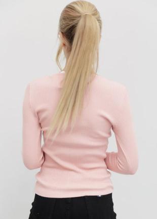 Кофта женская базовая в рубчик цвет светло-розовый3 фото