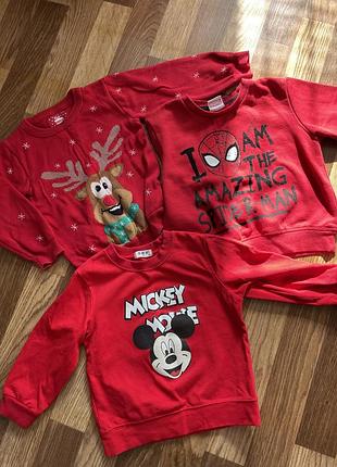 Новогодние кофты, человек паук, микки маус,