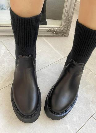 Челси ботинки-носки celine кожаные5 фото