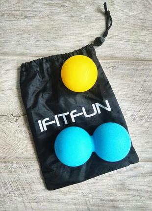 Масажний набір з натурального каучуку lacrosse balls ifitfun: одинарний м'яч і подвійний, чохол з нейлону