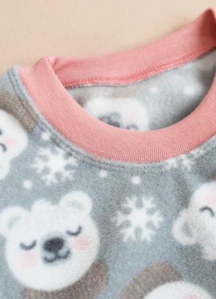 Флісова тепла піжама піжамка для дівчинки новорічна з ведмедиками  хлопчика домашній костюм дитячий2 фото