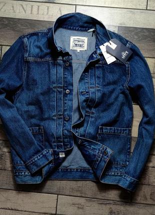 Мужска модная джинсовая курточка levi's в синем цвете размер l1 фото