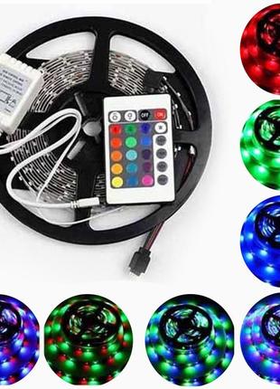 Світлодіодна led стрічка 3528 rgb  12v кольорова 5м + пульт + блок