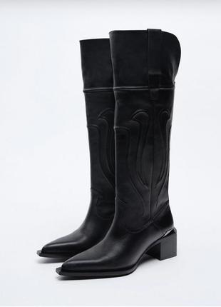 Zara cowboy boots, сапоги высокие