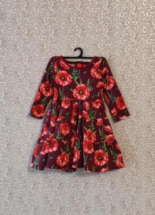 Теплое платье с воланами в цветочный принт1 фото