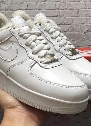 Зимние мужские кроссовки nike air force 1 winter white (мех) 41