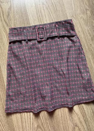 Юбка в клетку на резинке юбка с широким поясом юбка в клетку