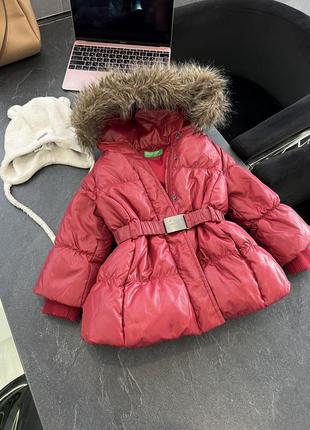 Натуральний яскравий теплий пуховик куртка на дівчинку тепла парка пух перо непромокальний брендовий