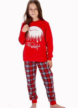 Тепла піжама в клітинку, піжама з начосом  новорічна family look, тёплая пижама с начосом, новогодняя пижама3 фото