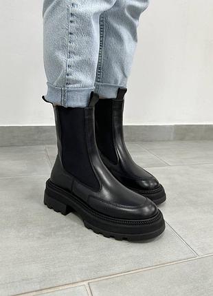 Жіночі трендові натуральні черевички челсі на байці або хутрі ✅😌