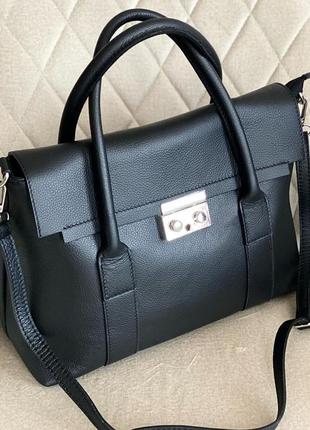 Большая вместительная кожаная сумка италия модная сумка в натуральной коже1 фото