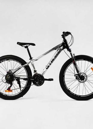 Велосипед спортивний corso «gtr-3000» 26 дюймів gt-26411 рама алюмінієва 13", обладнання shimano 21