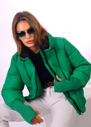 ‼️‼️женская зимняя куртка евро зима зеленая синтепон 200!!️‼️4 фото