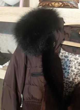 Пальто натуральный пух с норкой пуховик зима зимнее с капюшоном4 фото
