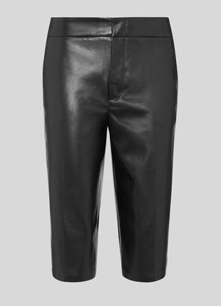 Стильні чорні подовжені шорти зі штучної шкіри canda premium2 фото