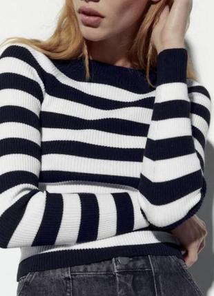 Гольф,кофта у смужку з відкритою спинкою з нової колекції zara розмір s