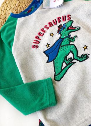 Флисовая пижама 6-7р, пижама с динозаврами, теплая пижама на мальчика 116-122р3 фото