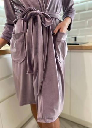 Домашний женский халат,удобный и приятный к телу турецкий велюр4 фото