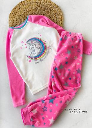Флісова піжама з єдинорогом, тепла піжама для дівчинки 140р, 122-128р