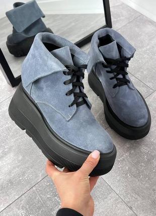 Ботинки сапоги деми натуральная замша джинс