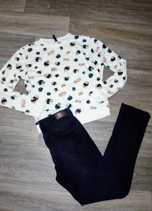 Білий жіночий світшот h&m з принтом, світшот жіночі суші, роли, розпродаж жіночий одяг взуття аксесуари
