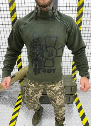 Военная кофта на флисе олива зсу , мужская флиска хаки армейская флисовка олива зсу