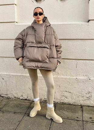 Зимовий анорак з капюшоном, теплий об'ємний