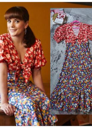 Трендовое платье rent ayla dress 🌸 fresha london в разноцветный цветочный принт, оригинал(36-38 размер)