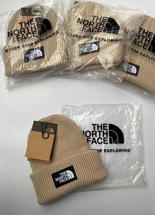 Шапка the north face мужская/подлеточная светлого цвета, шапка тн tnf на зиму/осень купить