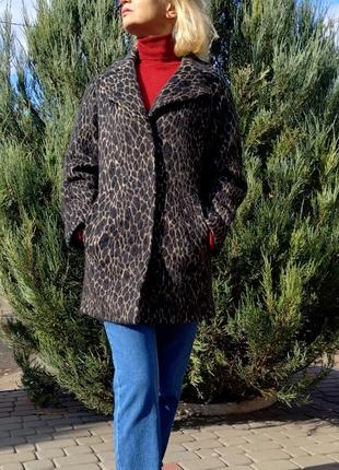 Пальто тигровой принт пиджак полупальто из шерсти альпака