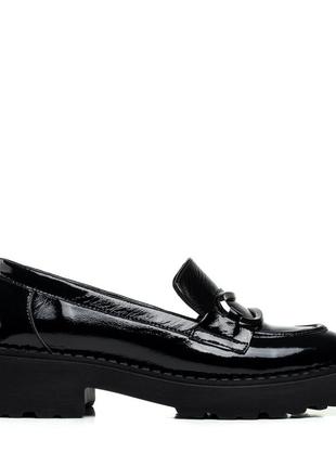 Туфли черные лакированные женские на низком каблуке 1008тz2 фото