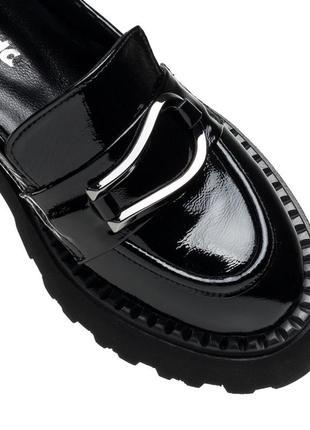 Туфли черные лакированные женские на низком каблуке 1008тz7 фото