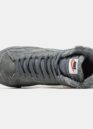 Зимние мужские кроссовки nike blazer high grey (мех) 40-41-42-43-44-453 фото