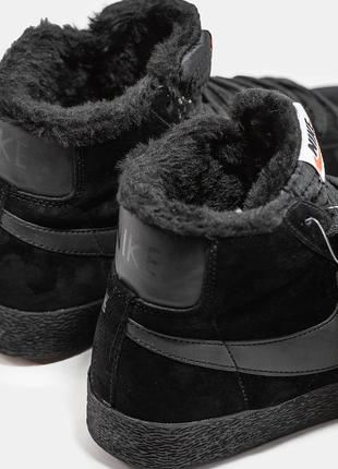 Зимние мужские кроссовки nike blazer high black (мех) 40-41-42-43-44-457 фото