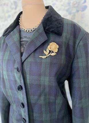 Вовняний вінтажний жакет піджак у клітинку laura ashley 163 фото