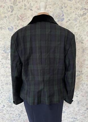 Вовняний вінтажний жакет піджак у клітинку laura ashley 168 фото