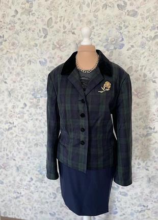 Вовняний вінтажний жакет піджак у клітинку laura ashley 165 фото