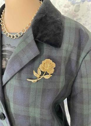 Вовняний вінтажний жакет піджак у клітинку laura ashley 166 фото