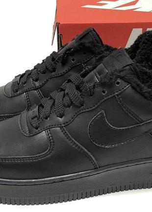 Зимние женские кроссовки nike air force 1 winter black (мех) 38-38.5-41