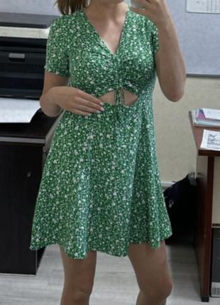 Платье зеленый, цветочный принт5 фото