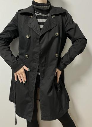 Трендовий чорний плащ тренч розмір s