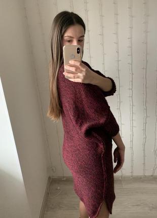 Платье вязаное бордо3 фото