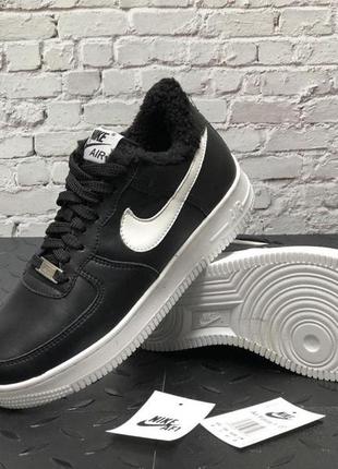 Зимние женские кроссовки nike air force 1 winter black white (мех) 36-37-38-38.55 фото