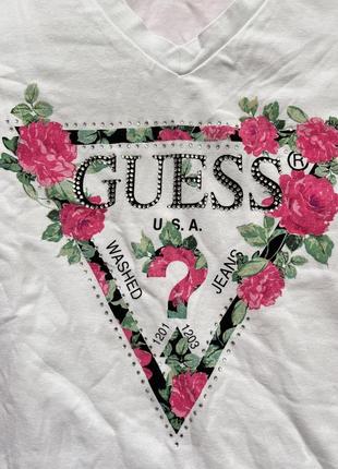 Футболка guess гесс майка в стразах в цветах4 фото